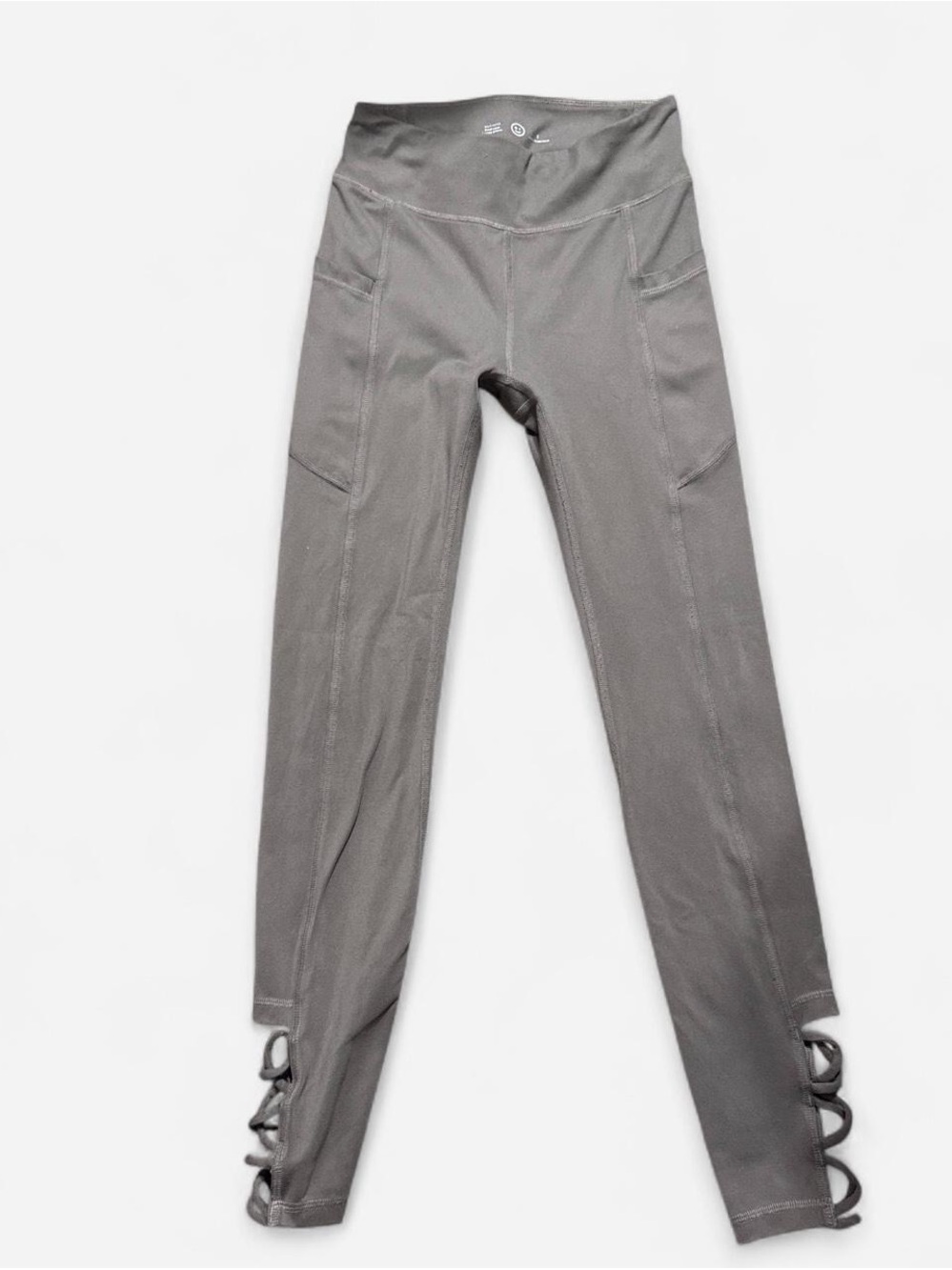 Gilly Hicks Gray Leggings with Side Pockets and Ankle Lacing Detail